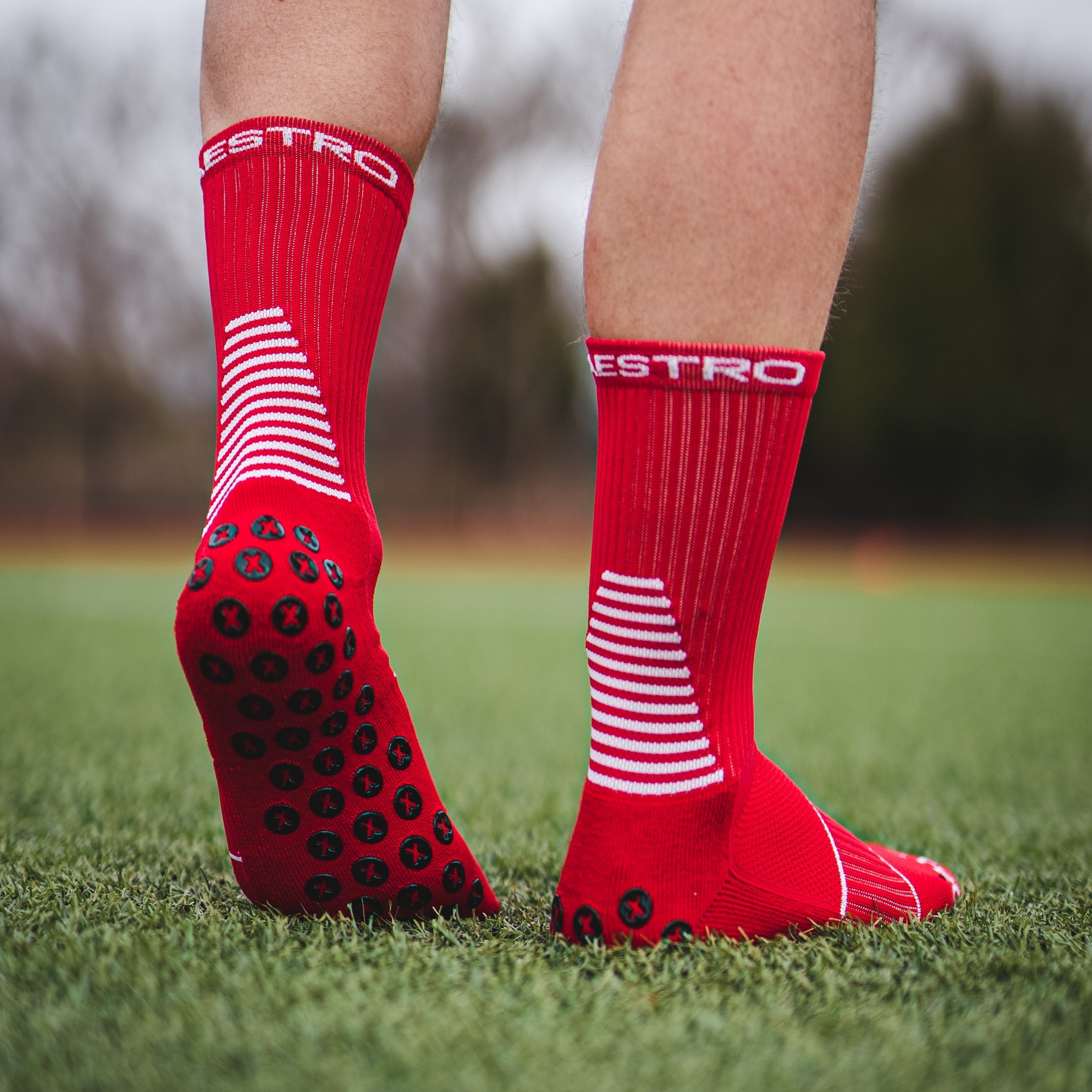 Red Maestro Grip Socks Medium (6-8 US)